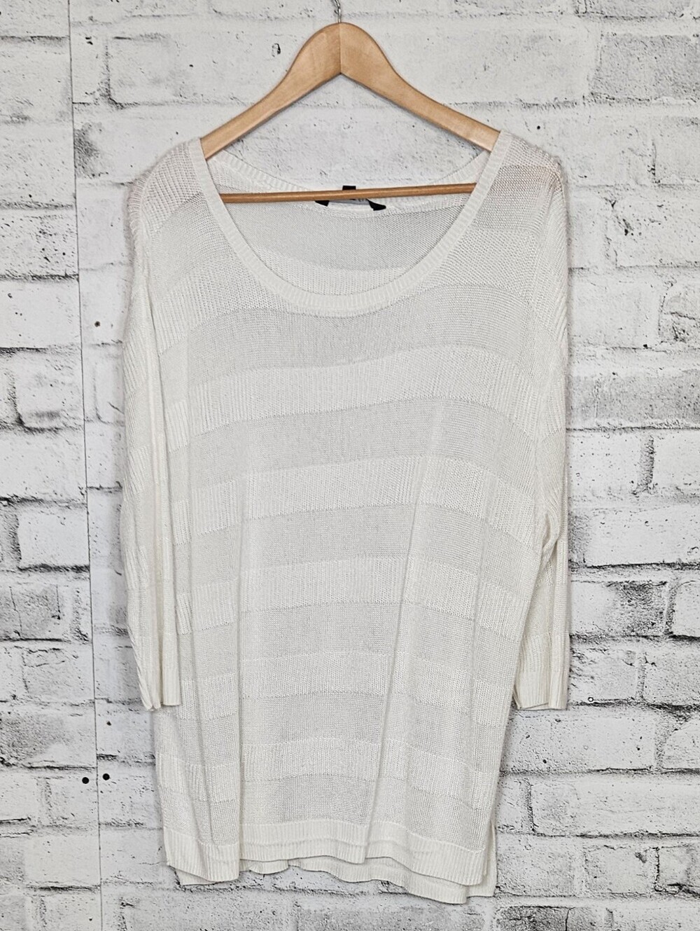 Addition Elle 3X White Lightweight Knit Tunic Sweater Plus Size